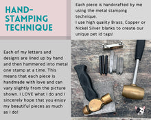 Load image into Gallery viewer, Halloween hexagon dog tag, hand stamped small pet id tag with skull and cobweb design