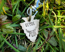 Load image into Gallery viewer, Arrow head dog id tag with longhorn design