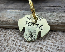 Load image into Gallery viewer, Dog head pet id tag, hand-stamped with flowers