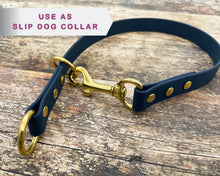 Load image into Gallery viewer, Mud-proof 2 In 1 Slip Dog Collar With Brass Fittings - medium & large dogs - converts from slip to house collar