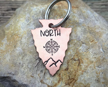 Load image into Gallery viewer, Arrow head dog tag with compass & mountains