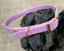 Load image into Gallery viewer, Mudproof hexagon webbing dog collar with rose gold buckle 13mm