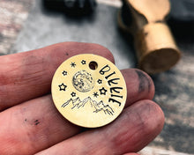 Load image into Gallery viewer, mountain dog tag with moon and stars