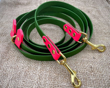 Load image into Gallery viewer, Mud-proof hands-free dog leash, 2 colors & deluxe brass fittings - choose your colors & length