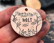 Load image into Gallery viewer, Dog tag for dogs personalized, hand stamped pet id tag with nautical design and 2 phone numbers or address