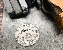 Load image into Gallery viewer, cute hand-stamped dog id tag