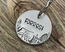 Load image into Gallery viewer, Fall dog id tag with mushrooms and cute gnome