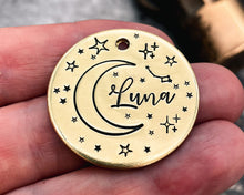 Load image into Gallery viewer, moon and star dog id tag
