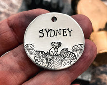 Load image into Gallery viewer, Koala dog tag, hand stamped pet id tag with 2 phone numbers or address