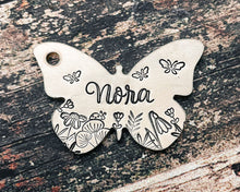 Load image into Gallery viewer, butterfly pet tag with cute flower design