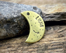 Load image into Gallery viewer, Moon dog tag, hand-stamped with little dipper & stars