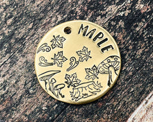 Load image into Gallery viewer, maple dog tag with mushrooms