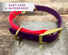 Load image into Gallery viewer, durable dog tag collar with gold buckle adjustable