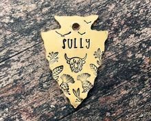 Load image into Gallery viewer, arrowhead dog id tag with phone number