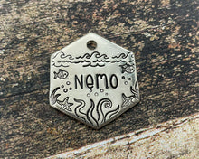 Load image into Gallery viewer, small dog tag with ocean design