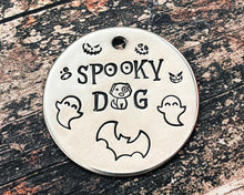 Load image into Gallery viewer, halloween dog tag with phone numbers