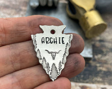 Load image into Gallery viewer, hand stamped metal dog tag