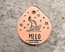 Load image into Gallery viewer, Cute Christmas tag, tear drop pet id tag with gnome design, double-sided dog tag with 2 phone numbers