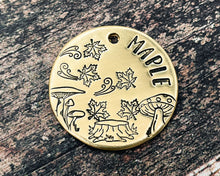 Load image into Gallery viewer, cute dog id tag with maple leaves