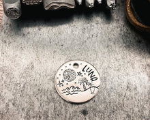 Load image into Gallery viewer, metal pet id tag with beach design