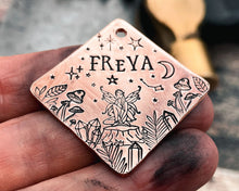 Load image into Gallery viewer, hand-stamped dog tag with fairy