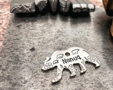 Load image into Gallery viewer, Bear dog id tag with cute bear family, hand-stamped double-sided dog id tag with phone number