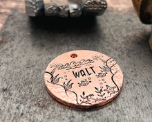 Load image into Gallery viewer, Dog tag for dogs personalized, hand stamped pet id tag with nautical design and 2 phone numbers or address