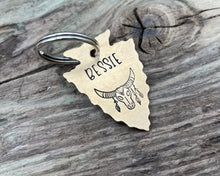 Load image into Gallery viewer, Arrow head dog id tag with longhorn design