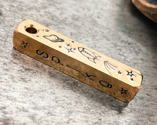 Load image into Gallery viewer, Space dog tag, 4-sided bar dog tag, hand stamped pet id tag with spaceship & stars