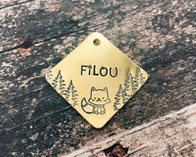 Load image into Gallery viewer, handmade dog name tag with phone number and address