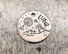Load image into Gallery viewer, hand stamped pet id tag with phone number