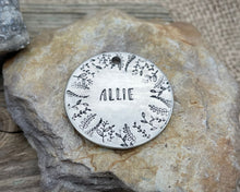 Load image into Gallery viewer, Large dog id tag, hand stamped with leaf design