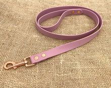 Load image into Gallery viewer, Deluxe mud-proof dog collar and leash set with rose gold fittings - choose your size & color