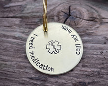 Load image into Gallery viewer, Medical alert dog id tag, hand stamped