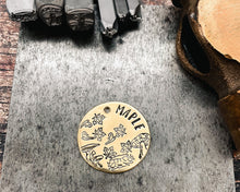 Load image into Gallery viewer, engraved dog tag with mushrooms and 2 phone numbers