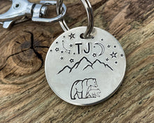 Load image into Gallery viewer, Mountain dog id tag with bear and star design