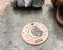 Load image into Gallery viewer, moon pet id tag with moon and stars