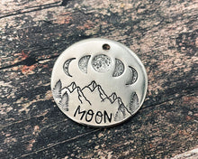 Load image into Gallery viewer, moon dog tag nickel silver for large dogs