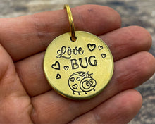 Load image into Gallery viewer, Cute Valentines dog tag, hand stamped pet id tag with up to 2 phone numbers