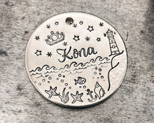 Load image into Gallery viewer, double sided silver dog id tag with 2 phone numbers