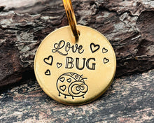 Load image into Gallery viewer, Cute Valentines dog tag, hand stamped pet id tag with up to 2 phone numbers