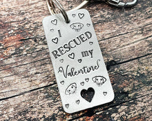 Load image into Gallery viewer, Valentine rescue dog keychain, cute dog lover gift idea