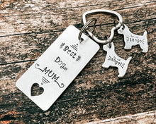 Load image into Gallery viewer, dog mom keychain hand stamped