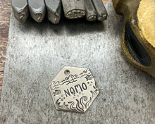 Load image into Gallery viewer, handstamped dog id tag with 2 phone numbers