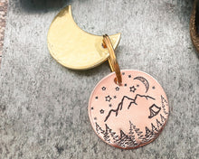 Load image into Gallery viewer, unique moon dog tag with adventure design