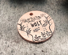 Load image into Gallery viewer, Dog tag for dogs personalized, hand stamped pet id tag with nautical design and 2 phone numbers or address