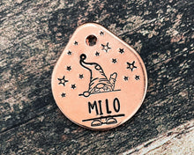 Load image into Gallery viewer, Cute Christmas tag, tear drop pet id tag with gnome design, double-sided dog tag with 2 phone numbers