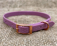 Load image into Gallery viewer, Mudproof hexagon webbing dog collar with rose gold buckle 13mm