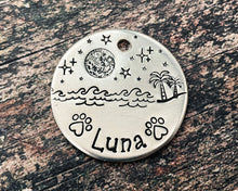 Load image into Gallery viewer, moon dog tag hand-stamped