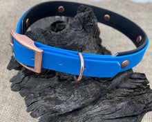 Load image into Gallery viewer, Mudproof dog collar 2 colors with rose gold buckle, 25mm / 1 in